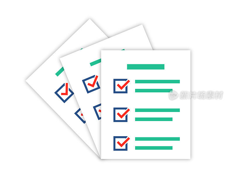 Approved Paper Document List With Tick Check Marks - Vector